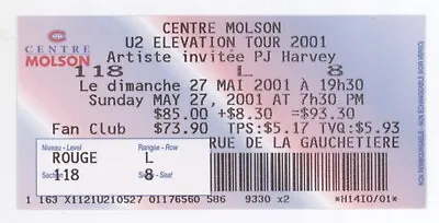 U2 & PJ Harvey 5/27/01 Montreal QC Canada Concert Rare Ticket Stub! U-2 Bono • £11.39