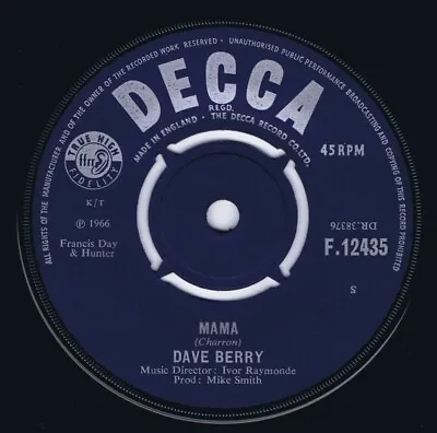 Dave Berry 1966 Uk 7  45 - Mama • £2.50
