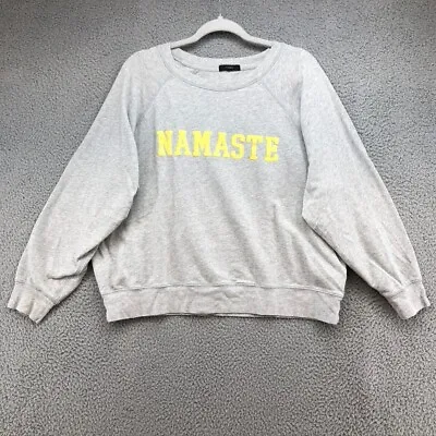 J Crew Namaste Graphic Henley Sweatshirt Womens Large Gray Pullover Activewear • $10