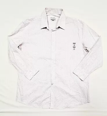CALVIN KLEIN 17.5 /32-33 X-Large White Red Black STEEL+ Regular Fit Shirt 50  • $39.75