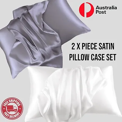 2pc Luxurious Satin Silk Pillow Case Set With Hidden Zip • $12.99