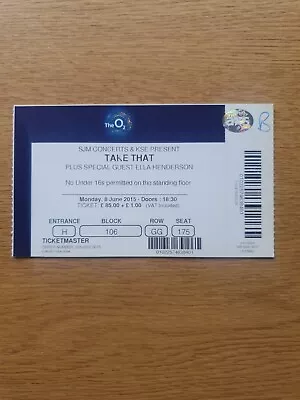 Take That Used Concert Ticket Stub 2015 • £0.99