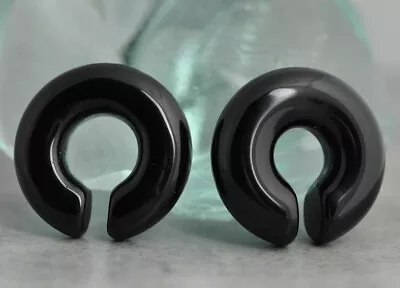 Pair Of Onyx Stone Hoop Ear Weights (STN-675) Plugs Tunnels Ear Weights Organic • $24.99