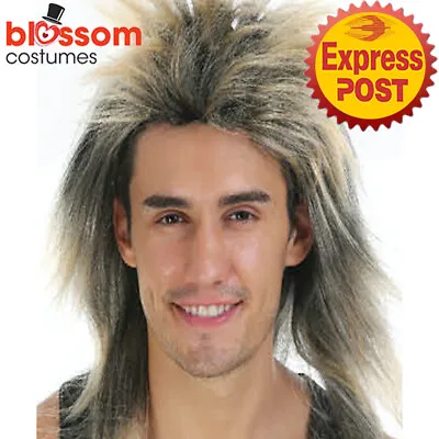 JDP126 Dirty Blonde Spiky Mens Costume Hair Wig 1980s Retro Hillbilly Rock Punk • $10.76