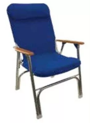 Springfield 1080120 Premium Folding Deck Chair Blue Canvas Cover Boat Marine • $182.94