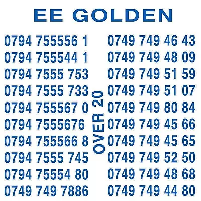 Golden Number Ee Easy Business Vip Mobile Phone Number Diamond Platinum Sim • £19.99