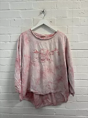 Loralette | Pink Acid Wash Embroidered Skull Jumper Women's UK 22 #CS • £7.99