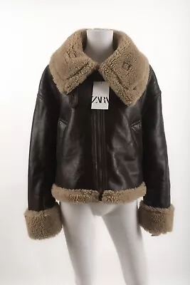 Zara Womens Biker Bomber Jacket Coat Double Faced Faux Leather XL NWT 2969/044 • $111.20
