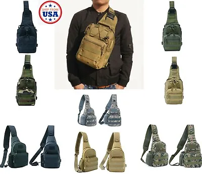 Men Molle Pouch Tactical Chest Shoulder Sling Bag Bum Pack Cross Body Backpack • $13.99