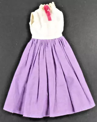 1960's Mary Poppins Dress 12  Horseman White Purple W/Pink Tie Sleeveless • $8.79