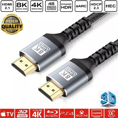 $38.98 • Buy 48Gbps 8K Gaming HDMI Cable For PS5 Xbox Nintendo Switch Roku TV Laptop Monitor