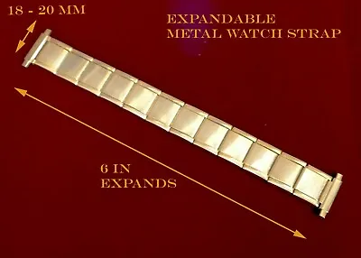Mens Gold Plated Watch Straps Bracelets Flexi Expanding 16-20mm Strap • £9.95