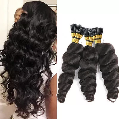 I Tip Human Hair Extension Loose Wave Pre Bonded Stick I Tip Hair 100g 100pcs • $81.88