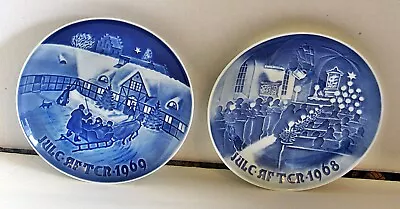 2 B & G Cobalt Blue Jule-After 7 Inch Decorative Plates Denmark 1968  &1969 • $9