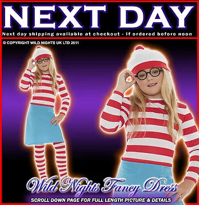 £18.50 • Buy Fancy Dress Costume # Girls Where's Wally? Wenda Lg Age 10-11-12