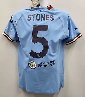 Manchester City Shirt Stones Home 22/23 FA Cup Final - Authentic Version Small • £149.95