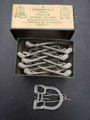 Vintage Schuyler's No. 3 Folding Mouse Traps Rare Set Of 10 In Original Box • $500