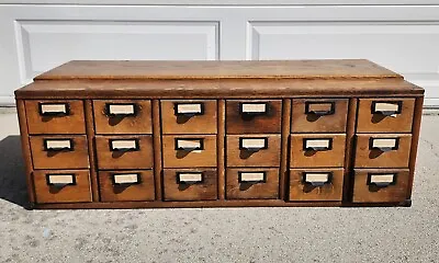 Antique Vtg Apothecary Cabinet Library Card File Drawer Oak Wood Craft Storage ! • $499.99