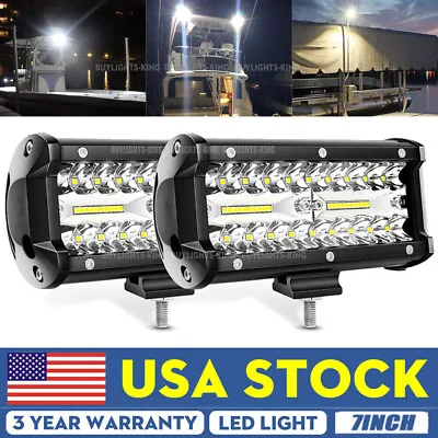 2X 7  LED Marine Spreader Lights Deck/Mast Lamps For Boat Spot Light Bar White • $23.79