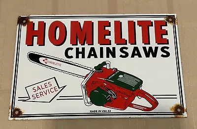 Vintage Homelite Chainsaws Porcelain Sign Dated 1963 • $145