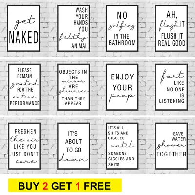 Bathroom Prints Funny Art Poster Home Toilet Wall Decor Painting Picture Unframe • £4.99