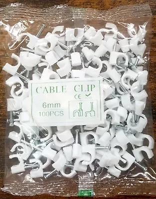 100 Pack White Cable Clips Wire Clamps Nail Down 4MM 5MM 6MM 7MM 8MM 9MM 10MM A1 • £3.85