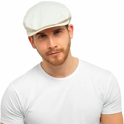 £7.95 • Buy Mens Lightweight Linen Cotton Flat Cap Traditional Peaked Hat Bunnet Dai Cap