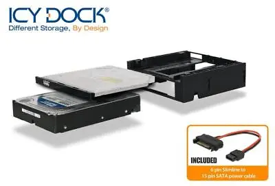 New ICY Dock MB343SPO 3.5  SATA HDD Ultra Slim ODD Bay To 5.25  Front Bay Mount • £28.79