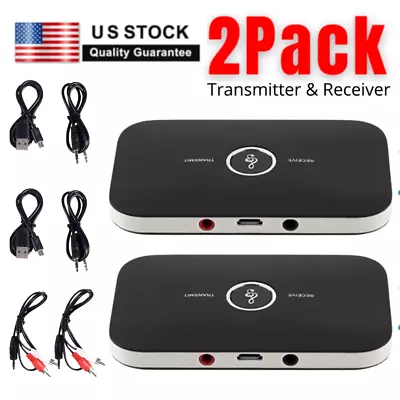 2x Bluetooth Transmitter Receiver Wireless A2DP Home TV Stereo Audio Adapter • $16.95