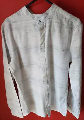 Men's Shirt S Size Slim Fit White Colour Grey Horizontal Stripes NEXT Cotton • £8