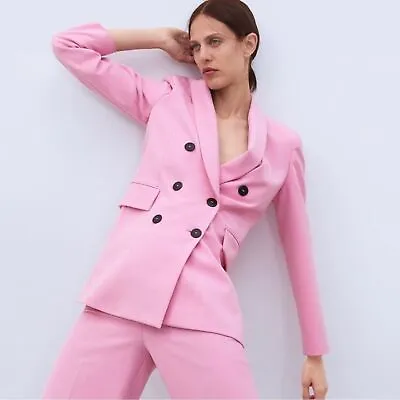 Zara Pink Double Breasted Blazer • $125