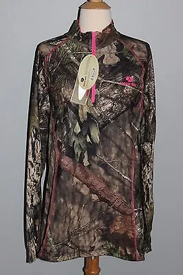 New MOSSY OAK Break-Up Country Ladies Qtr Zip Top Camo Pink S M L XL 2XL Hunting • $24.98