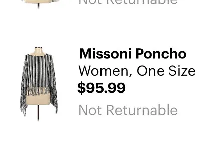 Missoni - Orange Label - Women's White Gray & Black Striped Poncho • $59.88