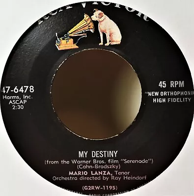 Mario Lanza My Destiny / Serenade Tenor Pop Vocal NM 45 7  Vinyl -Coupons! • $2.95