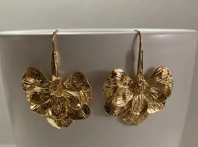 Zara Gold Metal Flower   Statement Earrings • £7.99