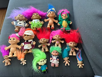 Vintage Bundle Lot Of 16 Retro Troll Dolls Various Styles And Sizes • $60