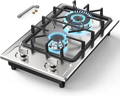Gas Stove Top With 2 Burner Built-in Gas Cooktop 12 Inch Stainless Steel NG/LPG • $109.99