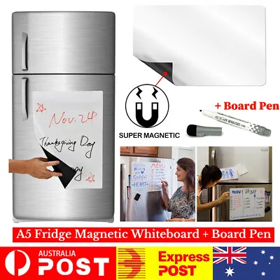 NEW A5 Fridge Magnetic Whiteboard + Board Pen Marker Eraser Memo Reminder Magnet • $5.35