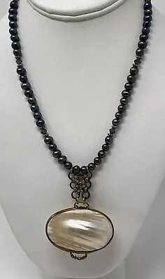 £118.67 • Buy Cool Vintage Grey Pearl Mother Of Pearl Hinged Stash Box Pendant Necklace