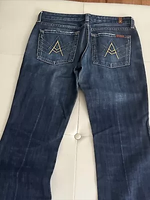 7 For All Mankind A Pocket Jeans Women’s 27 Blue Denim Flare Cotton Made In USA • $24.99