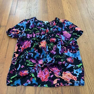 Thakoon For Target Black Floral Button Short Sleeve Womens Blouse XL • $18