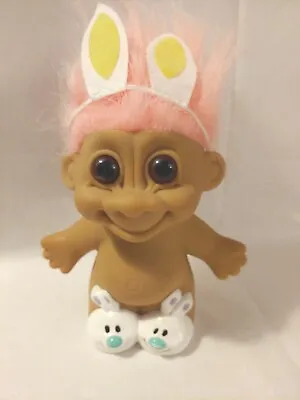 Russ Easter Bunny Troll Doll 6  Bunny Ears Slippers &  Pink Hair • $12.99