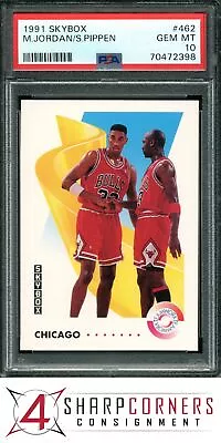 1991 Skybox #462 Michael Jordan-scottie Pippen Psa 10 • $44.78