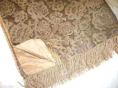 Taupe/mink & Satin Floral Rope Fringe Luxury Jacquard (1) Throw Blanket 48 X 56 • $42.40