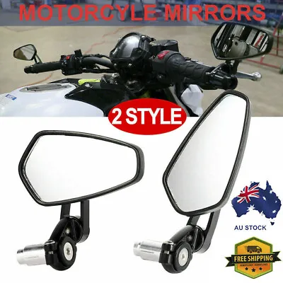 Universal Motorcycle Bike Bar End Rear Side View Mirrors Cafe Racer Black 7/8  • $17.49