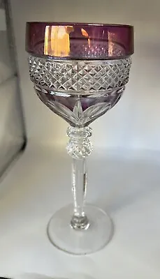 Vintage Bohemian Amethyst Purple Crystal Wine Goblet Wine Glass Gorgeous!! • $67.50