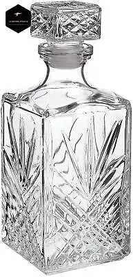 Whiskey Decanter Glass Crystal Liquor Scotch Vodka Bourbon Bottle Vintage Gift • $35.20