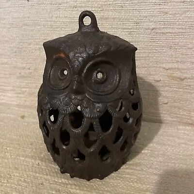 Vintage Cast Iron Owl Japanese  Candle Holder Lantern 7” Tall 5.5” Wide • $229.99