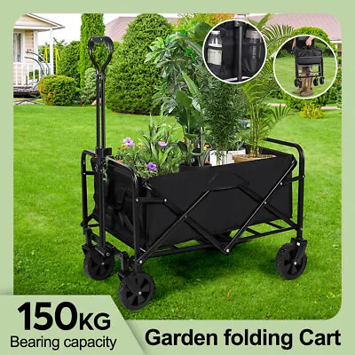 Heavy Duty Foldable Camping Outdoor Garden Trolley Cart Wagon Beach 150KG Large • £47.49