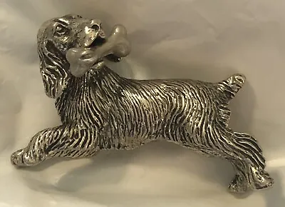 Vintage Pietro Sorini Silver Dog With Bone Figurine Italy *105AR 2  Long • $88.98
